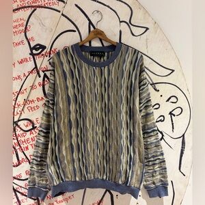 Vintage 90s Tundra 3D Knit Congo Style Crewneck Knit Sweater